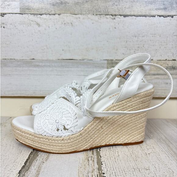 Milanoice Women’s 9 White Lace Platform Wedge Espadrille Sandals Bridal NEW - Picture 2 of 10
